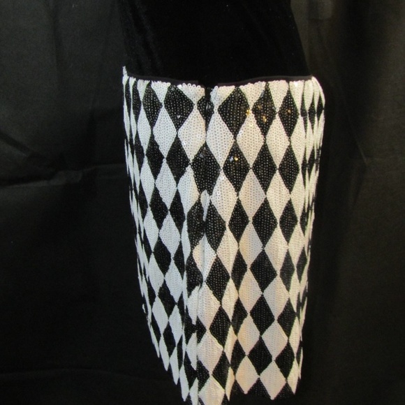 BEBE Womans Black and White Harlequin Sequin Mini - Picture 4 of 6